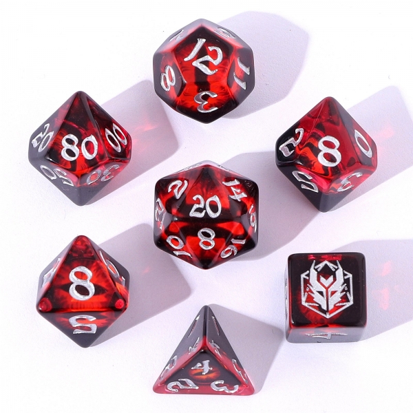 Wyrmforged Rollers - Rounded Resin Polyhedral Dice - Dragon Eye Red