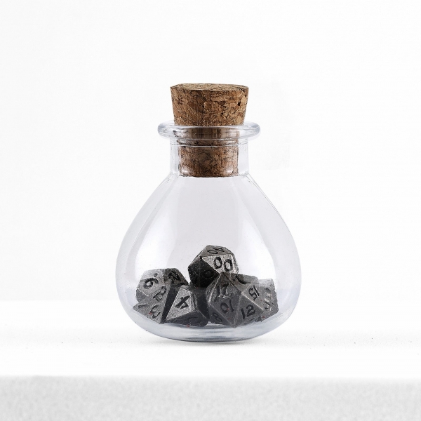 Unseelie Mini Metal RPG Dice Set  - Ancient Silver