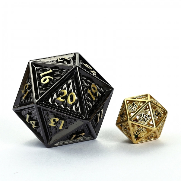 45mm Metal Behemoth Spindown D20 - Gunmetal with Gold