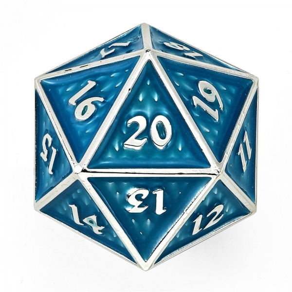 45mm Solid Metal Behemoth Spindown D20 - Glow in the Dark Blue