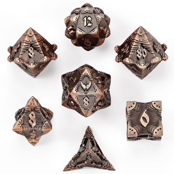 Solid Metal Paladin Class RPG Dice Set - Ancient Copper