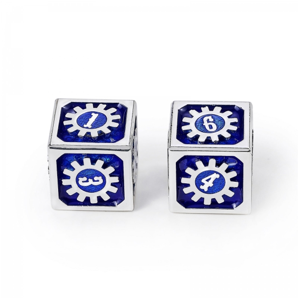 Cogcraft Fidget D6 - Tesla - Blue & Silver