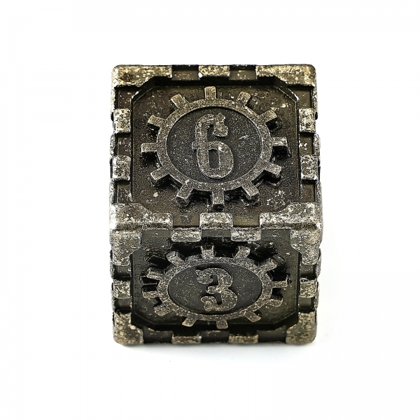 Mythic Size Cogcraft Fidget D6 - Chronoengine - Tarnished Gold