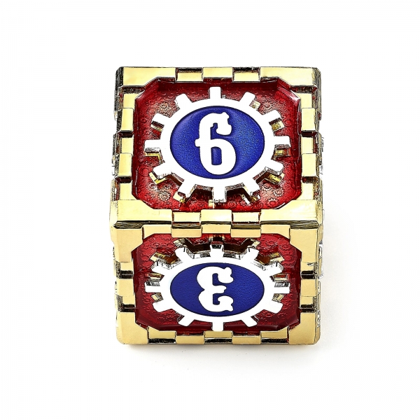 Mythic Size Cogcraft Fidget D6 - Casino - Red/Blue/Silver/Gold