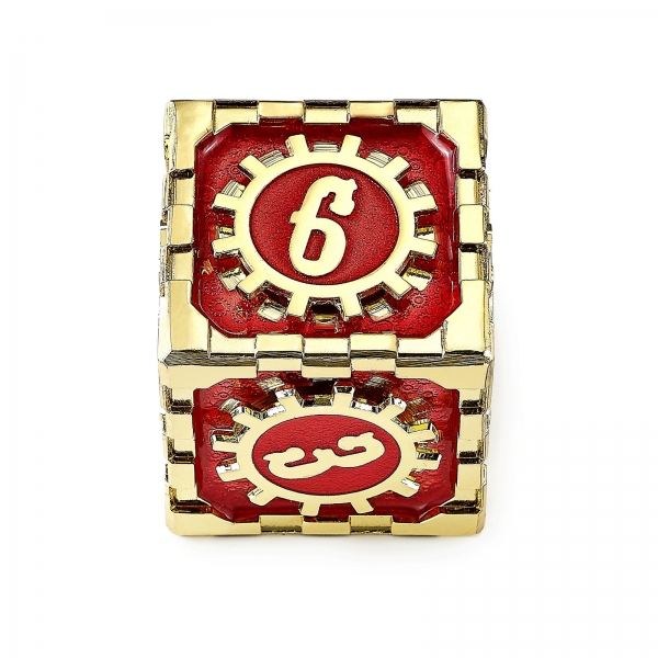Mythic Size Cogcraft Fidget D6 - Emberforge - Red & Gold