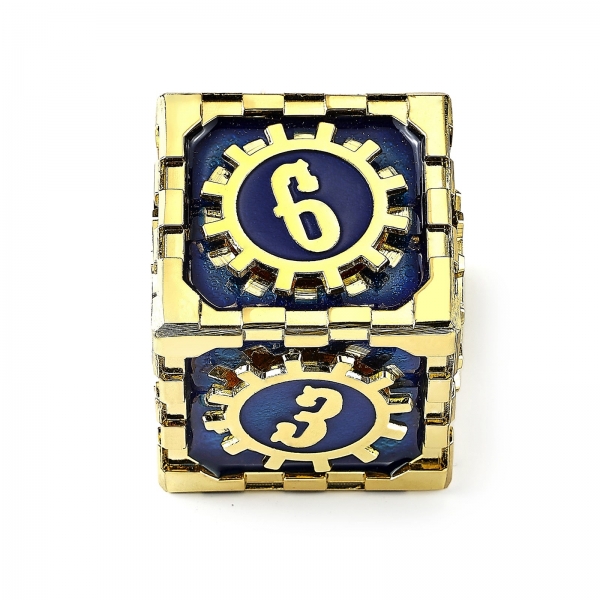 Mythic Size Cogcraft Fidget D6 - Vault Dweller - Blue & Gold