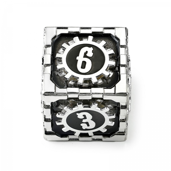 Mythic Size Cogcraft Fidget D6 - Diesel - Black & Silver