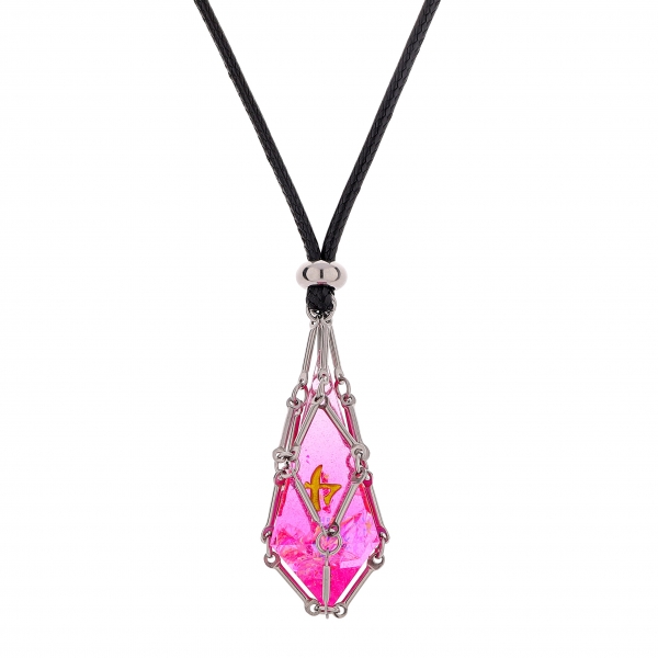 Mysticage Dice Chain Necklace with D4 - Black Leather Chain