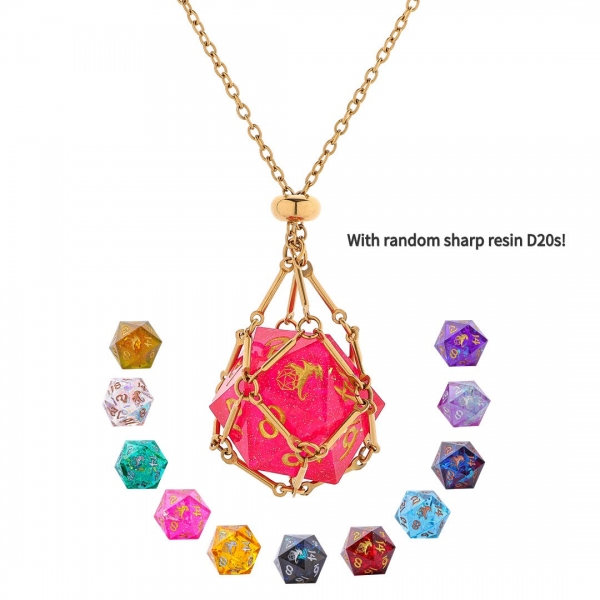 Mysticage Dice Chain Necklace with D20 - Gold Chain