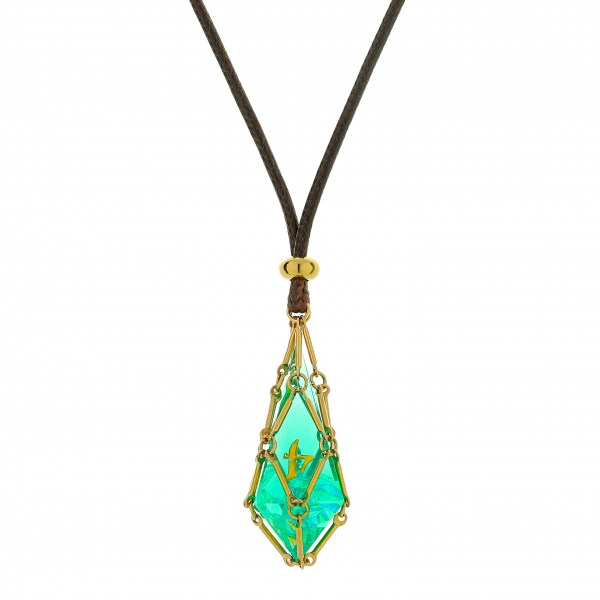 Mysticage Dice Chain Necklace with D4 - Brown Leather Chain