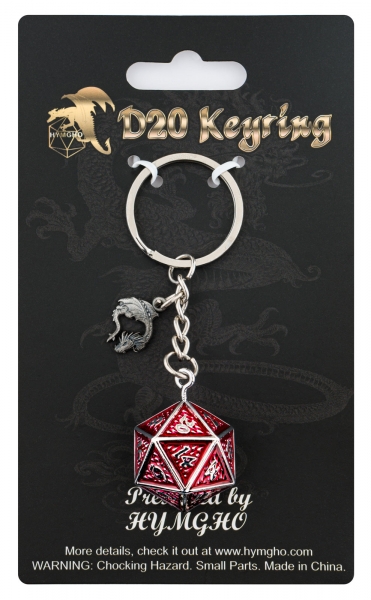 D20 Keychain Behemoth - Blood on Gun Metal