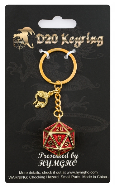 D20 Keychain Draconis - Gold and Ruby