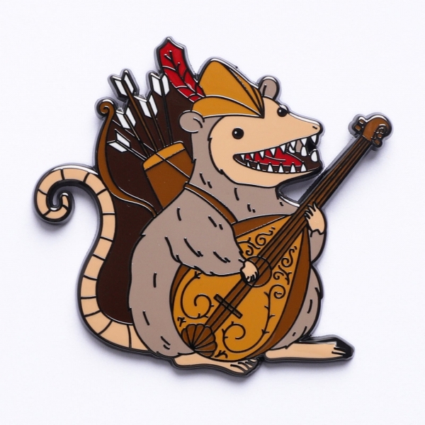 Quest's Reward Fine Art Pin - Melody Nightsong Opossum Bard
