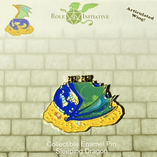 Sleeping Dragon with Articulated Wing - Collectible Enamel Pin