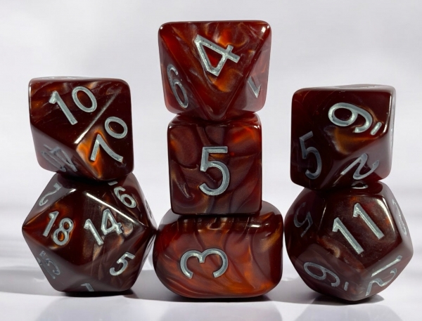 Marble Maroon Dice - Set of 7 w/ Archd4