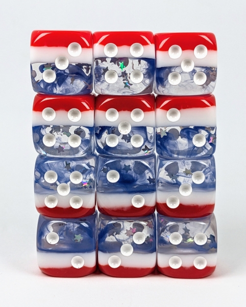 Diffusion Stars & Stripes- Set of 12d6 pips 18mm