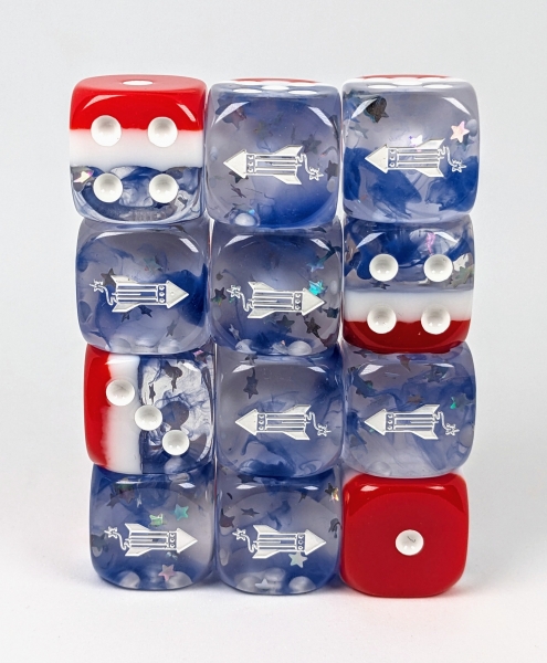 Diffusion Stars & Stripes- Set of 12d6 pips 18mm w/ symbol