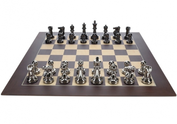 Wood Expressions: Bobby Fischer Metal Ultimate Chess Set (Wood Board 21.75 in., 3.6 in. King)
