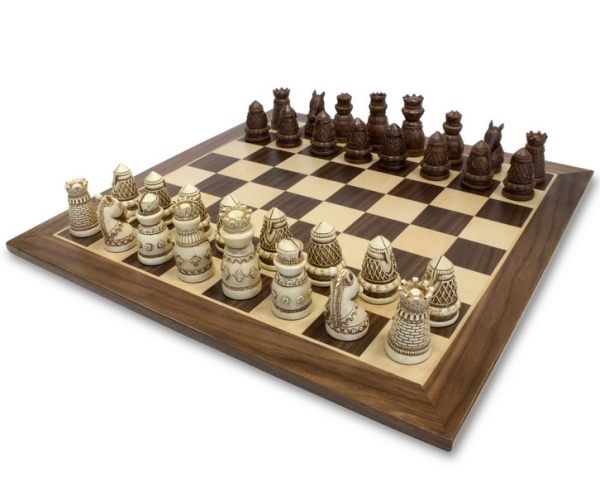 Wood Expressions: Medieval Themed Chess Set (15 in. Wood Board, 2.185 in. King)