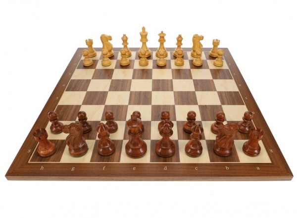 Wood Expressions: Weighted English Staunton Chess Set, Walnut Sycamore Board (19.75'', 3.5'' King)