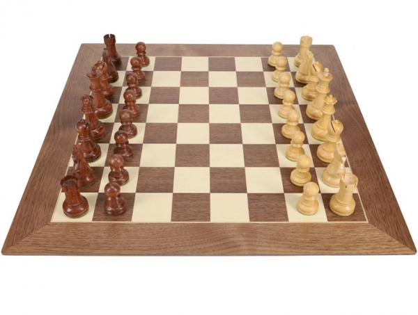 Wood Expressions: Luxury Wooden Chess Set - 21.75'' Walnut & Sycamore Board with Weighted Pieces