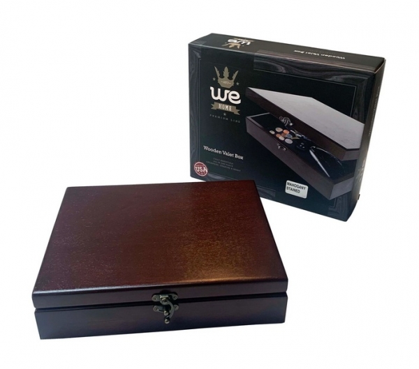 Wood Expressions: Wooden Valet Box - Mahogany Stain (Made in USA)