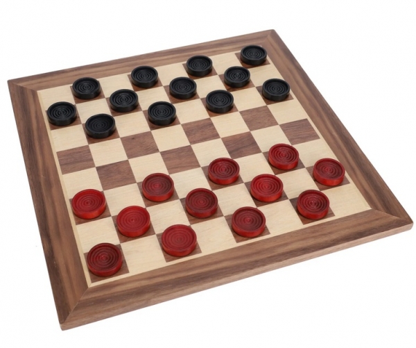 Wood Expressions: Old School Red and Black Wooden Checkers Set (12'')