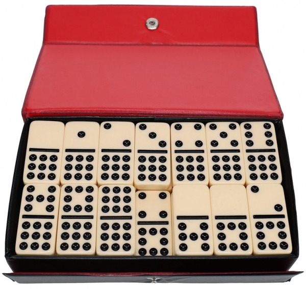 Wood Expressions: Double Nine Dominoes - Ivory Color Tiles, Club Size