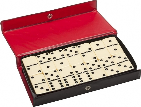 Wood Expressions: Double Six Dominoes with Spinners - Ivory Tiles, Club Size