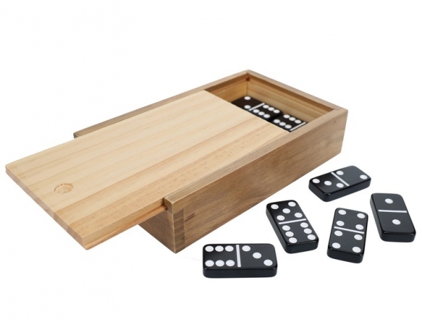 Wood Expressions: Double 6 Black Dominoes Game Set in Wooden Case