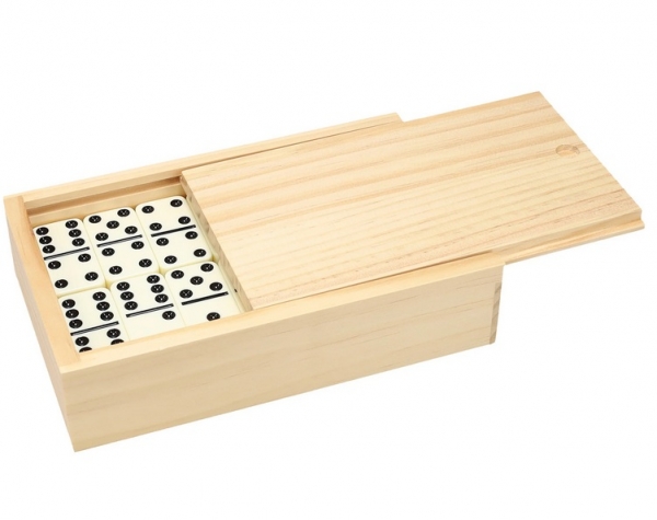 Wood Expressions: Double 6 White Dominoes Game Set in Wooden Case