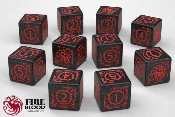Exotic Dice Sets: Game of Thrones - Targaryen d6 Dice Set (10)