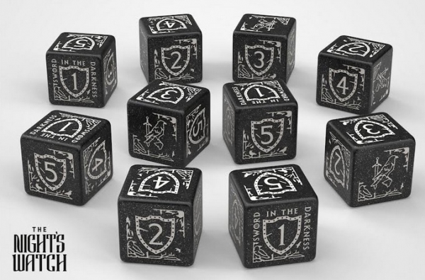 Exotic Dice Sets: Game of Thrones - Night's Watch d6 Dice Set (10)
