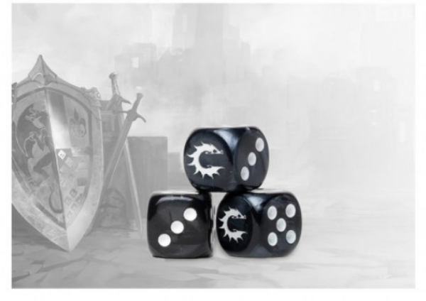 Conquest: Conquest Logo on Dark Grey Marbled Dice (24)