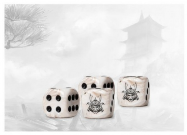 Conquest: Yoroni Logo on Parchment Marbled Dice (24)