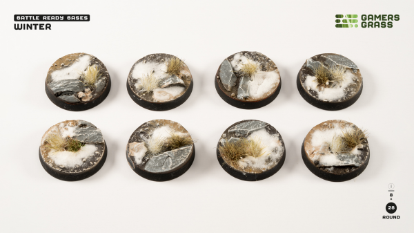 Battle Ready Bases: Winter Round 28mm (x8)