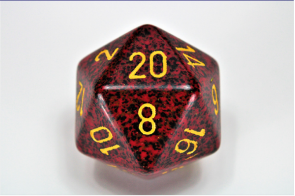 Chessex Special Dice: Red/Yellow Mercury Speckled 34mm d20