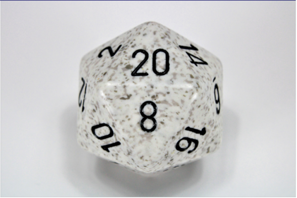 Chessex Special Dice: Black/White Arctic Camo Speckled 34mm d20