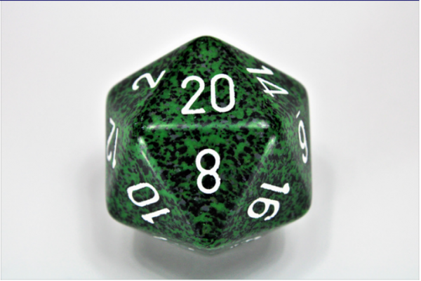 Chessex Special Dice: Green/White Recon Speckled 34mm d20