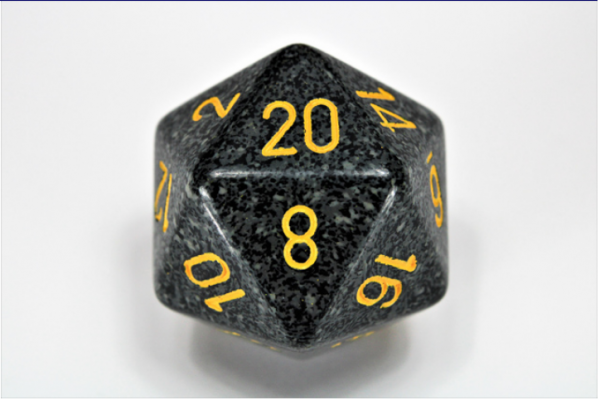 Chessex Special Dice: Gray/Yellow Urban Camo Speckled 34mm d20