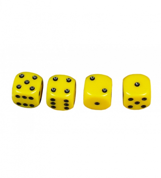12mm D6 Yellow Dice with black dots x12