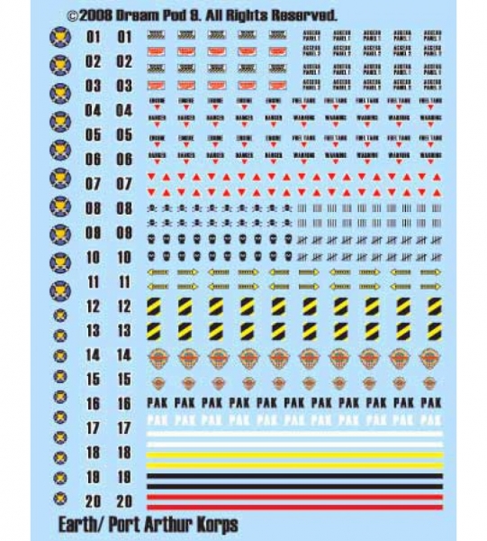 Colonial Expeditionary Force (C.E.F.) / Port Arthur Korps (P.A.K.) Decals Pack (1 sheet)