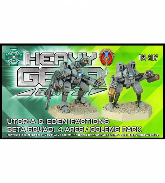 Utopian/Eden: Beta (GP) Squad Pack (3 Man-at-Arms & 1 Marshall Golem, extra weapons) - metal minis