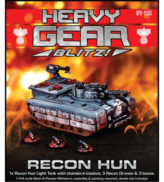 Southern Recon Hun Light Tank (1 Recon Hun and 3 Recon Drones with standard weapons loadout) - resin