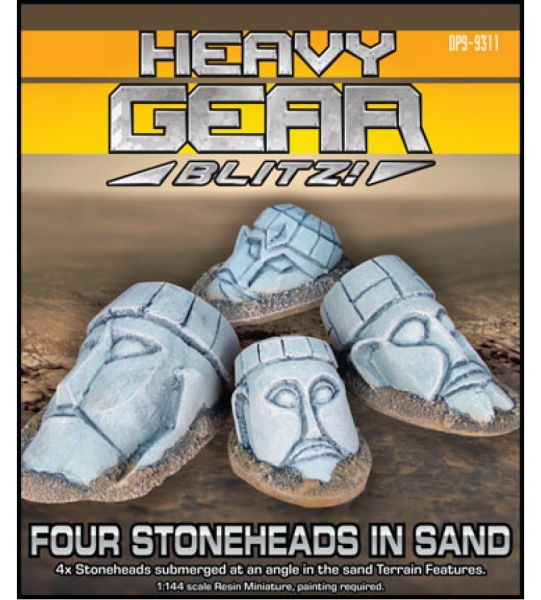 Four Stoneheads in Sand Pack (4 Stonehead Submerged in Sand Terrain Features) - Resin Minis