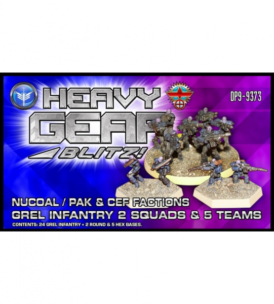 C.E.F./P.A.K. New GREL Infantry 2 Squads and 5 Teams Pack (24 Infantry, 2 Round, & 5 Hex bases) - me