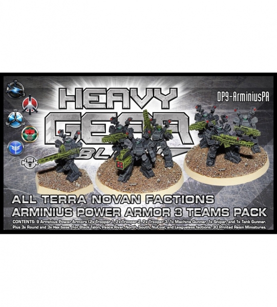 BT/PR/N/S/NC/LL: Arminius Power Armor 3 Teams Pack (9x Arminius,3xRound+3xHex base) 3d printed r