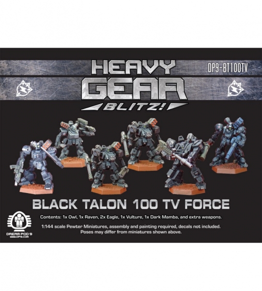 Black Talon 100 TV Force (1xOwl,1xRaven,2xEagle,1xVulture,1xDarkMamba,&extra weapons) - metal minis