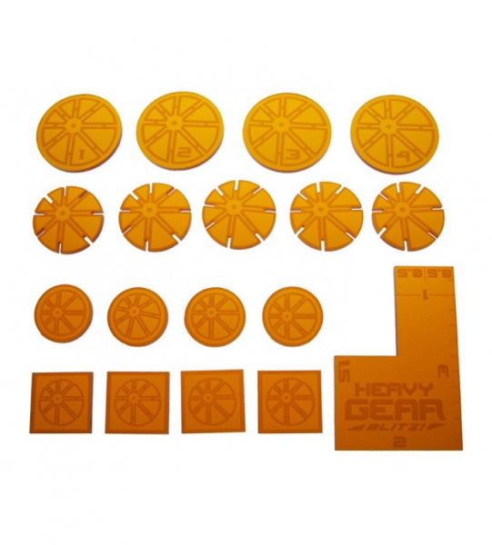 Caprice Commander TokensPack (17 Caprice logo laser etched & cut orange acrylic tokens,&mini height