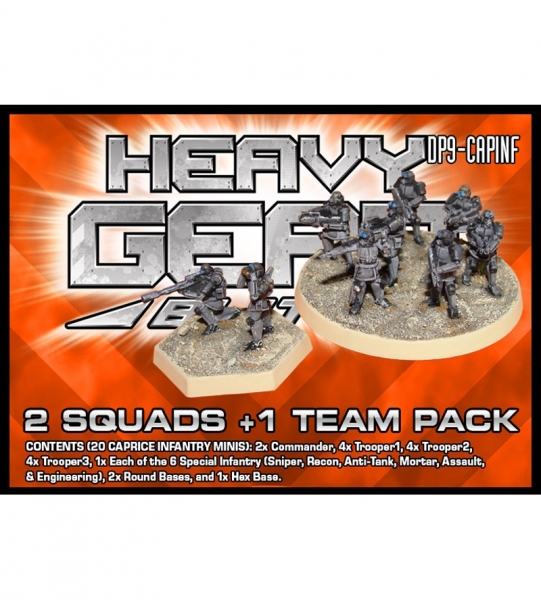 New Caprice Infantry 2 Squads + 1 Team Pack (14xStandard,6xSpec.,2xRound1xHex base)